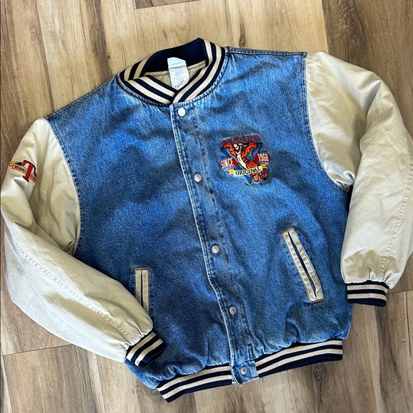Disney Jackets & Blazers - Disney Denim Bomber Jacket with Cream Sleeves
